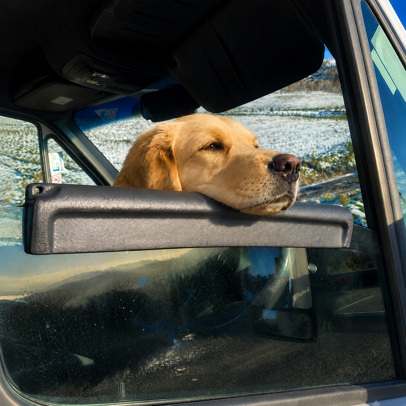 Dog experiencing an uncomfortable car ride