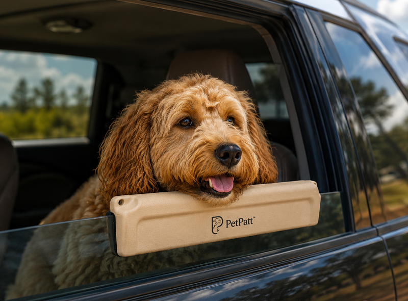 Dog experiencing an uncomfortable car ride