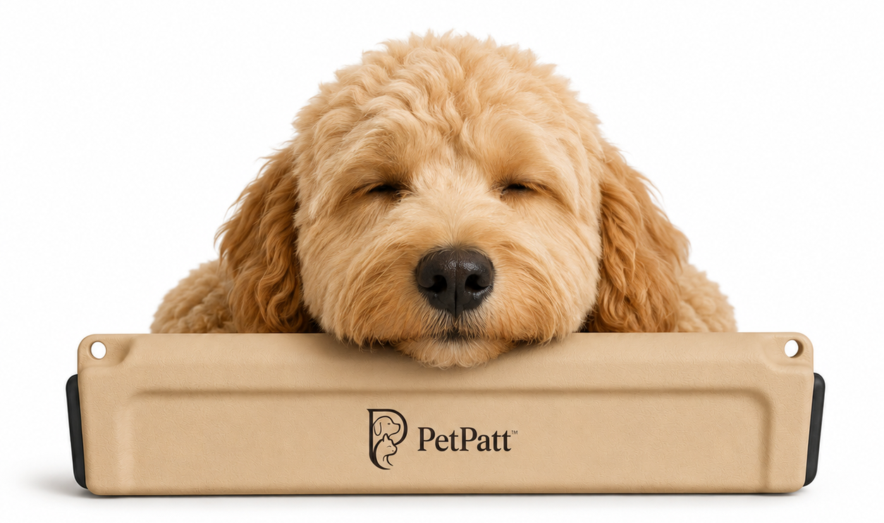 Happy dog using PetPatt Dog Car Chin Rest