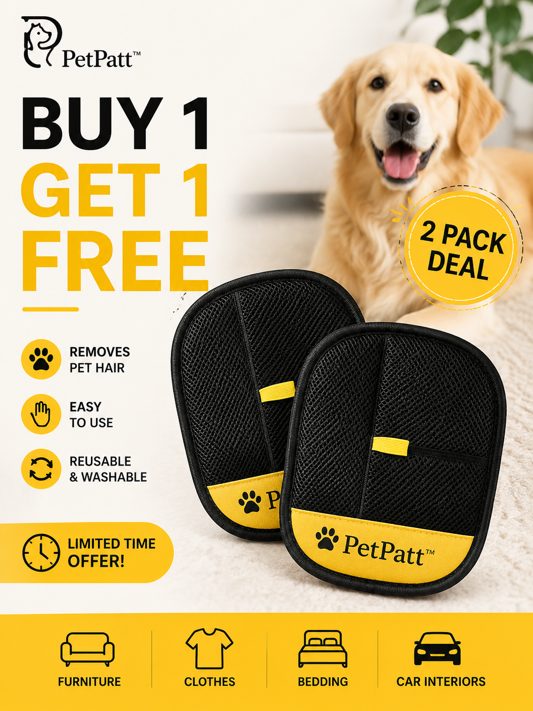 PetPatt™ Pet Static Hair Removal Glove