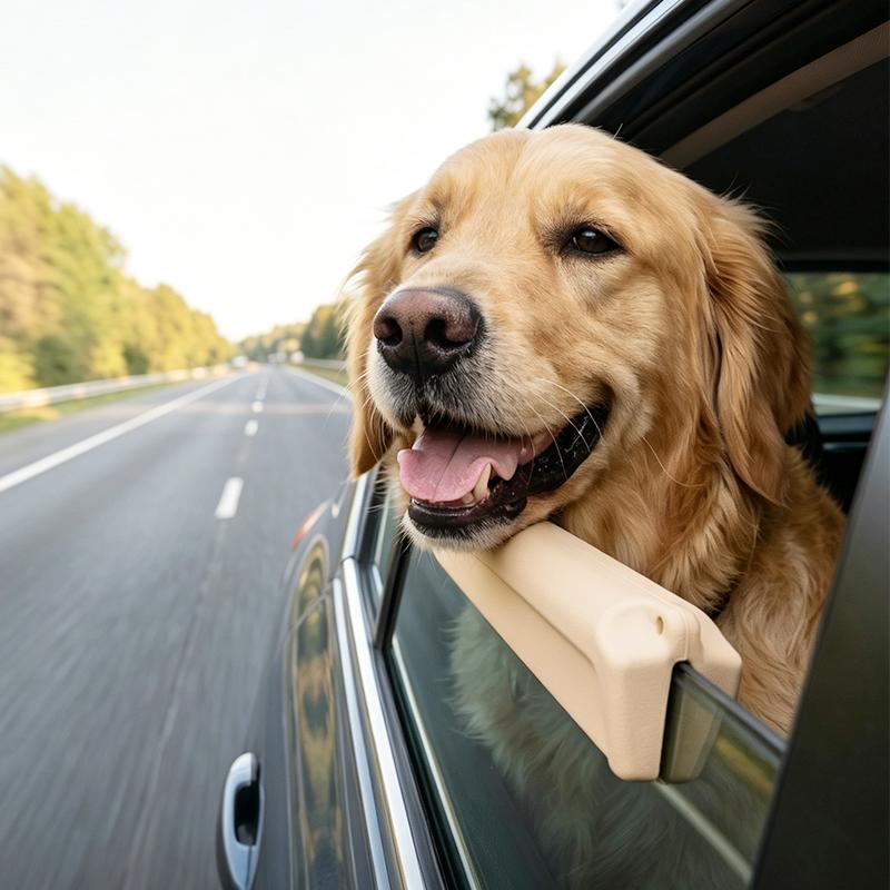 Dog experiencing an uncomfortable car ride